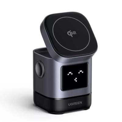 Ugreen W709 Uno 2u1 Qi2 bežični mrežni punjač 15W (USB-C), Crni