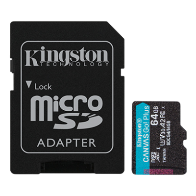 Micro SD Card 64GB Kingston+SD adapter SDCG4/64GB -  200/160 MB/s