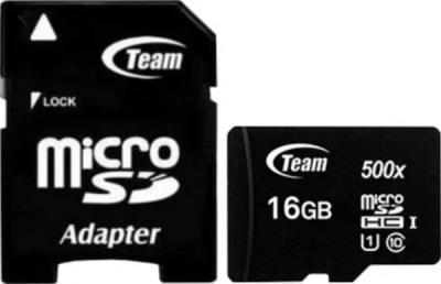 Team TUSDH16GCL10U03 Micro SDHC 16GB UHS-I +SD Adapter, Crna