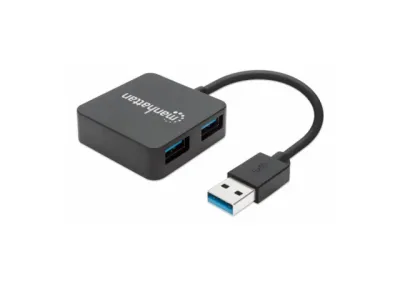 Manhattan 162296 USB HUB 4port 3.2 G1/5Gbps, Crni