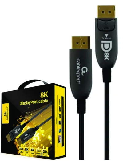Gembird CC-DP8K-AOC-20M Aktivni optički kabal DisplayPort v.1.4 (8K@60Hz/4K@120Hz) 20m, Crni