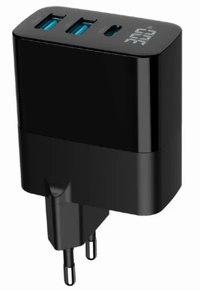 Gembird TA-UC-PDQC30LCD-BK-02 Brzi punjač 30W 2x USB A USB C LCD, Crni