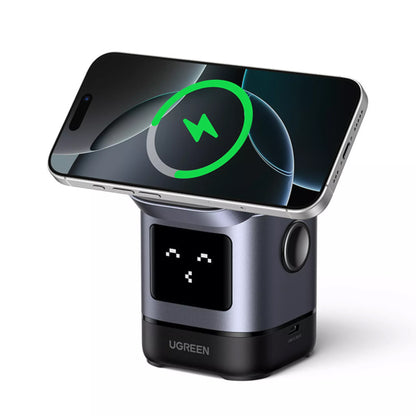 Ugreen W709 Uno 2u1 Qi2 bežični mrežni punjač 15W (USB-C), Crni