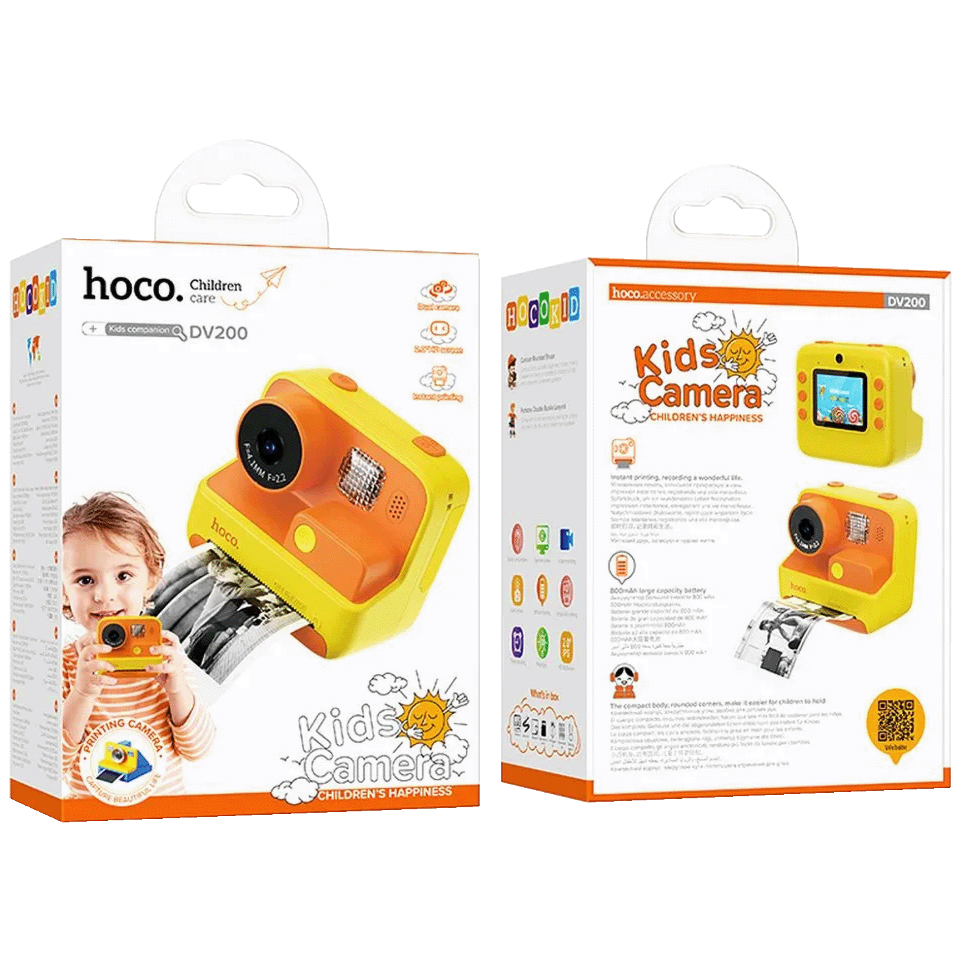 Hoco. DV200 DečiJa kamera sa štampačem 2" IPS LCD 720p microSD, Yellow
