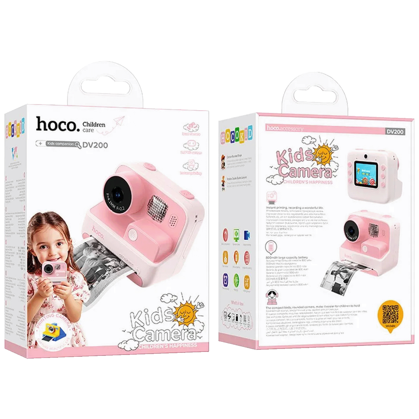 Hoco. DV200 DečiJa kamera sa štampačem 2" IPS LCD 720p microSD, Pink
