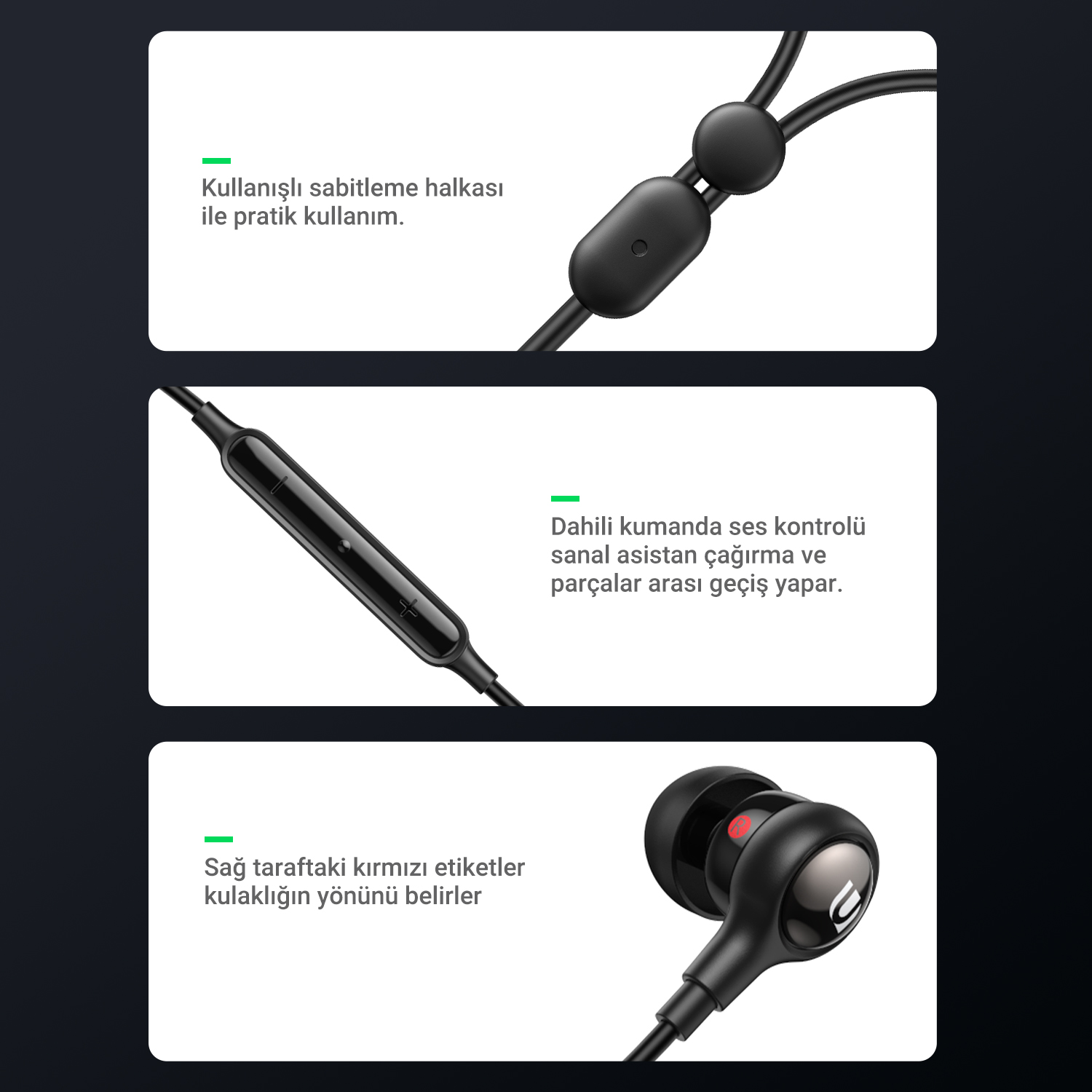 Ugreen EP103 (30637) Žične in-ear slušalice 3.5mm sa mikrofonom, Crne