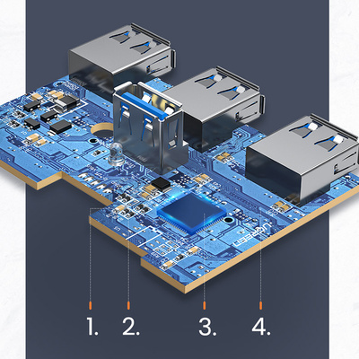 UGREEN CR113 USB hub 4u1 (USB-A/USB-C na 4x USB 3.0) 1m 40850, Crni