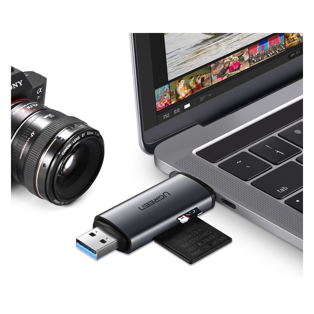 Ugreen CM185 2u1 citac kartica (USB-A + USB-C) za SD i microSD 50706, Sivi