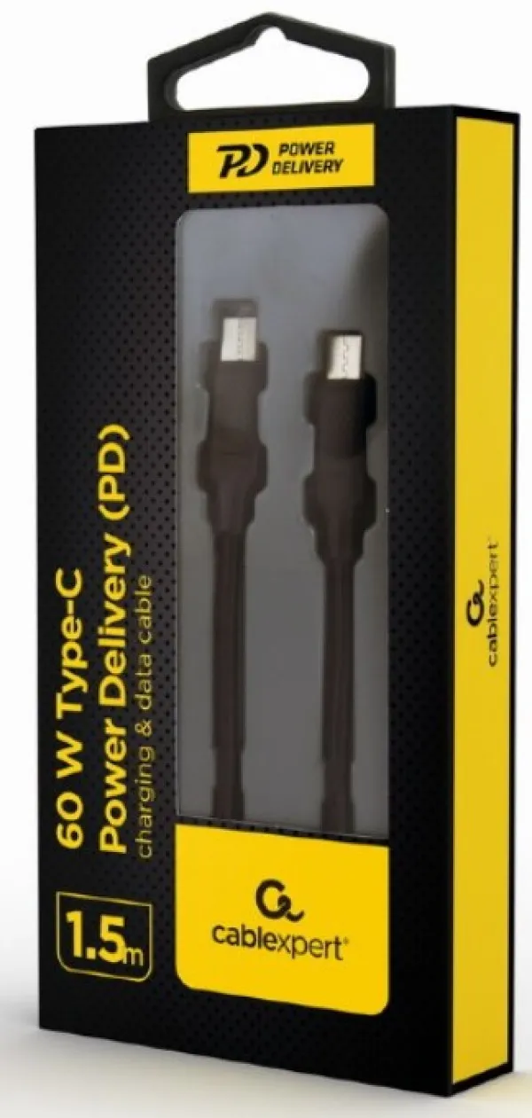 Gembird CC-USB2-CMCM60-1.5M Kabl Tip-C 60W 1.5m, Crni