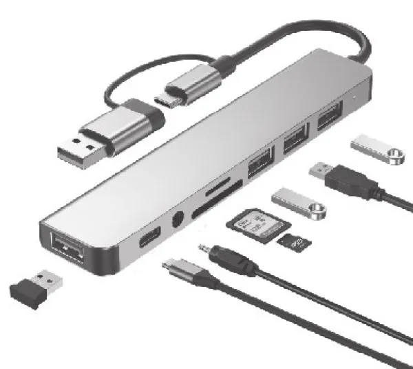 Gembird A-CM-COMBO8-06 Adapter 8 portova USB3.0 USB2.0 SD 3.5mm